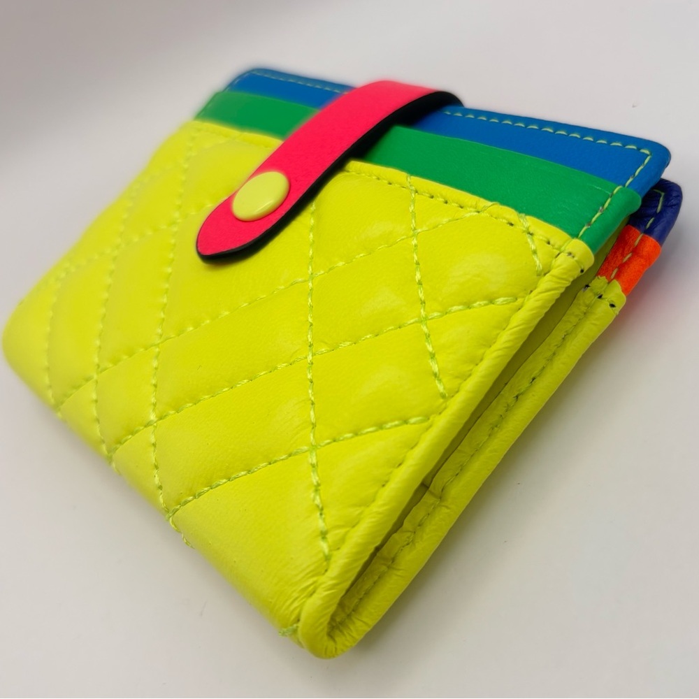 Kurt Geiger Card Holder Colorful Neon Quilted Wallet Kurt Geiger Wallet Rainbow
